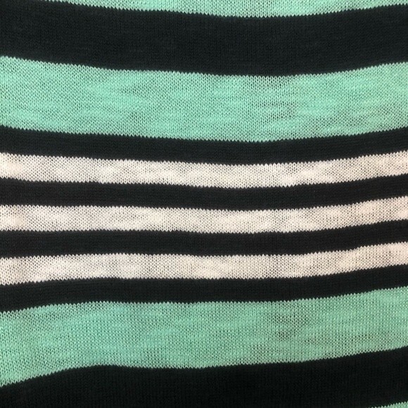 M by MICHAEL STARS Size 1 XS Blue White Mint Green Striped Cardigan Cotton Soy - Picture 9 of 9